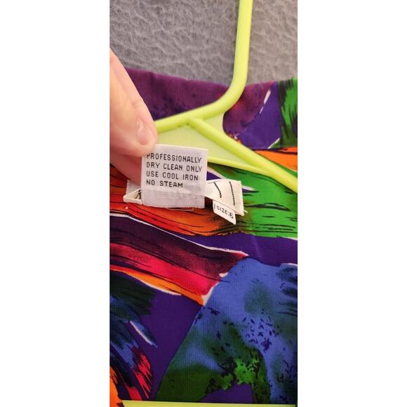 Vintage 80s Abstract Tropical Colorful Print Silk Oversized Lightweight Shirt L - Picture 6 of 6